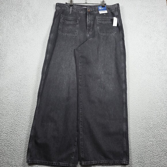 Old Navy Jeans Womens Size 14 Dark Wash Baggy Wide Leg y2k 100% Cotton NWT - Picture 1 of 13